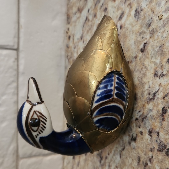 Vintage Handcrafted Tonala Ceramic and Brass Ducks - Picture 2 of 11